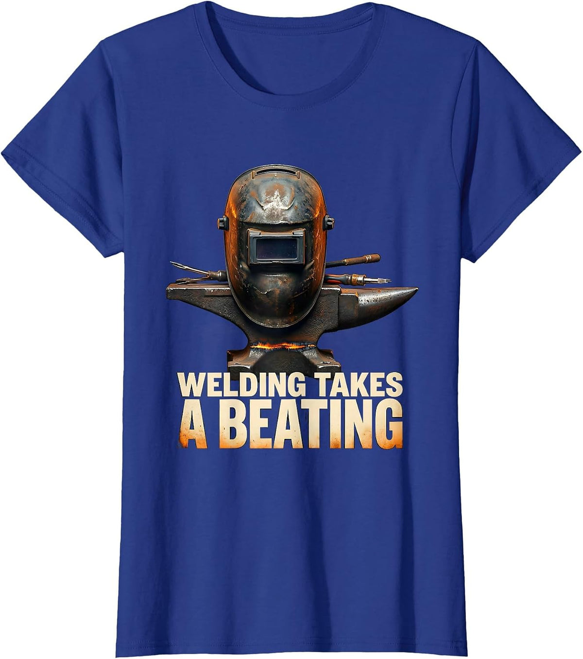 Women's Welding Takes A Beating Funny Welder Skeleton Tradesman T-Shirt - Royal Blue