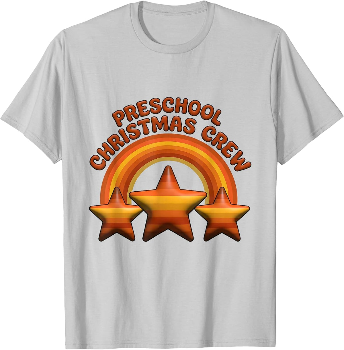 Men's Preschool Christmas Crew Retro Teacher Humor School Holiday T-Shirt - Silver Grey