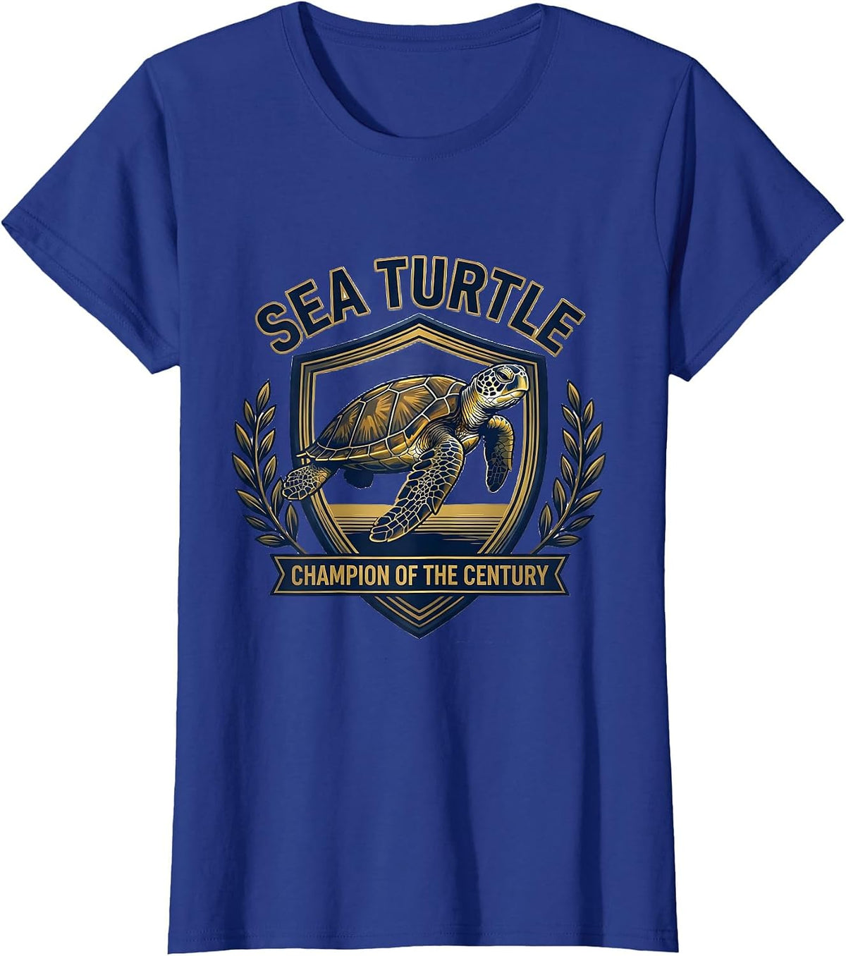 Women's Sea Turtle: Champion of the Century Funny Turtle Lover T-Shirt - Royal Blue