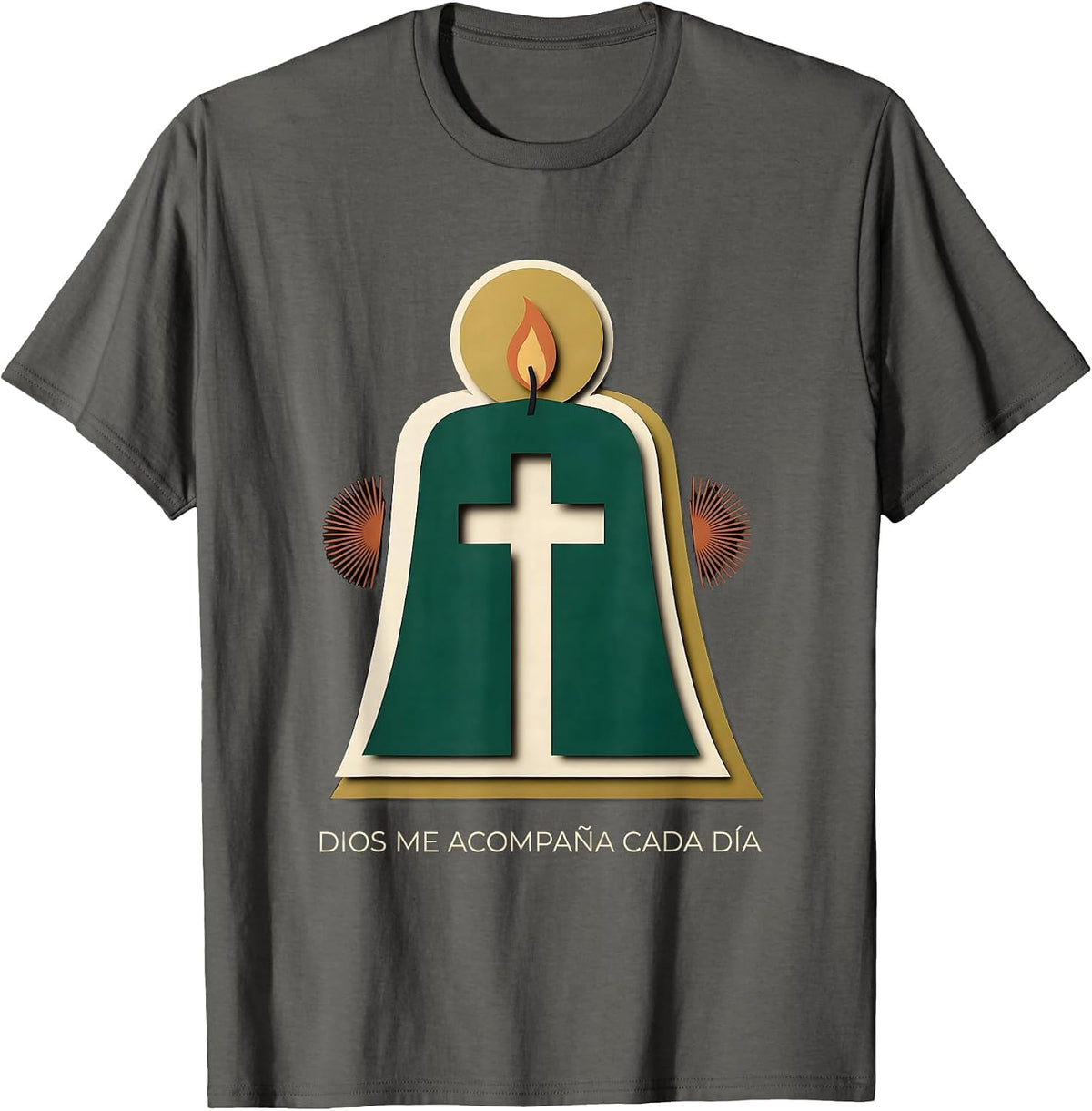 Dios Me Acompaña Cada Día Devotional Spanish Catholic Faith T-Shirt - Asphalt Grey