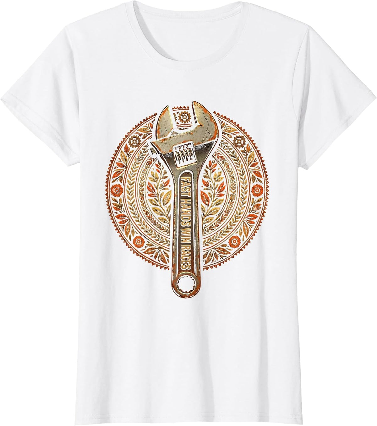 Women's Fast Hands Win Races Pit Crew Design T-Shirt - White