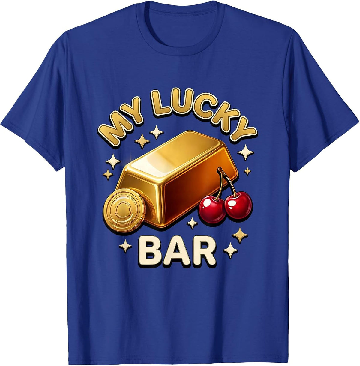 Men's MY LUCKY BAR 3D Slot Machine Casino Player Casino Trip T-Shirt - Royal Blue