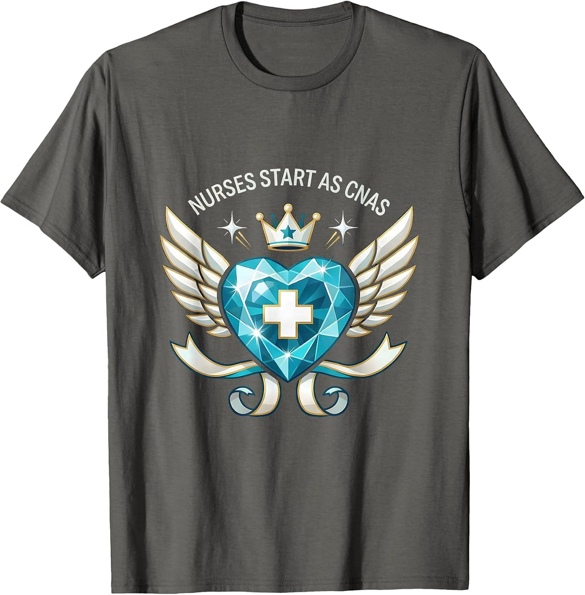 Men's Nurses Start As CNAs Healthcare Pride Design T-Shirt - Asphalt Grey