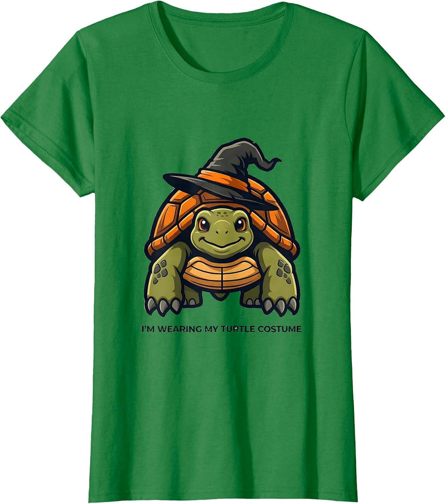 Women's I’m Wearing My Turtle Costume Funny Halloween Turtle Lover T-Shirt - Kelly Green