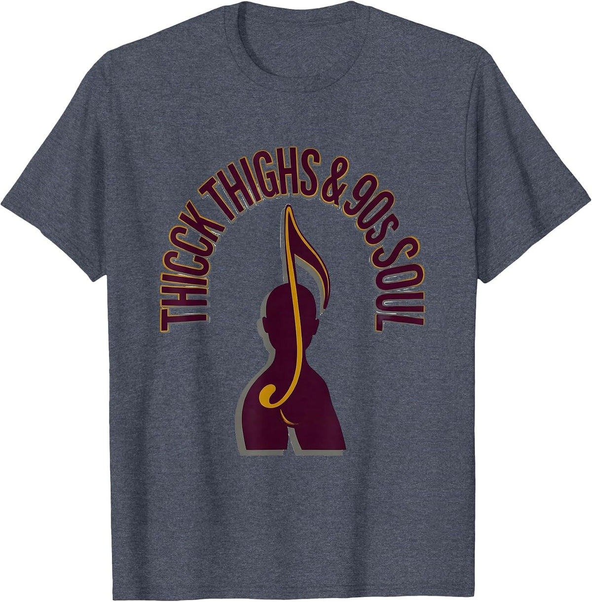 Thick Thighs & 90s Soul Retro Body-Positive Music Lover T-Shirt - Heather Blue