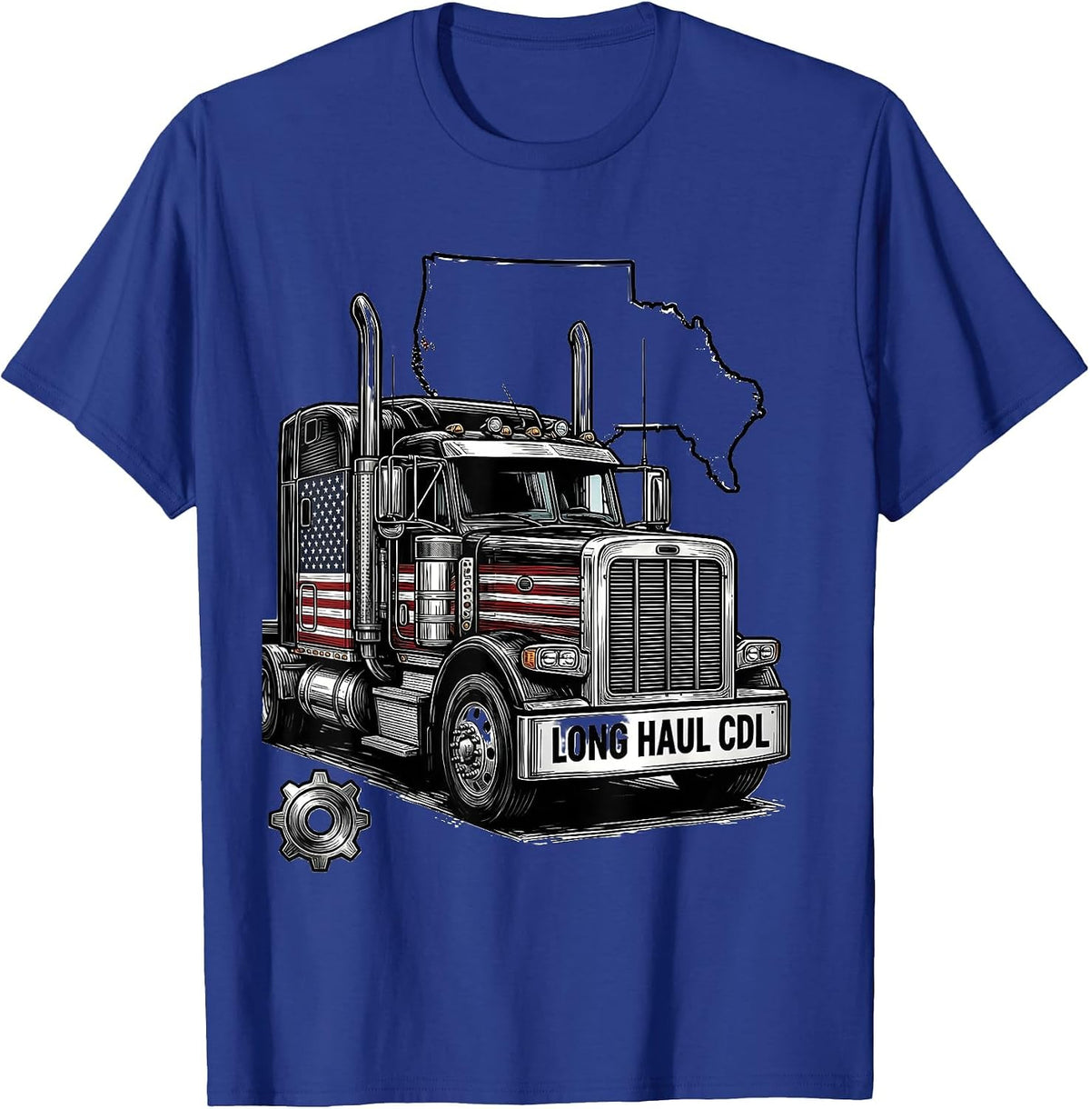 Long Haul CDL Patriotic Trucker Design T-Shirt - Royal Blue