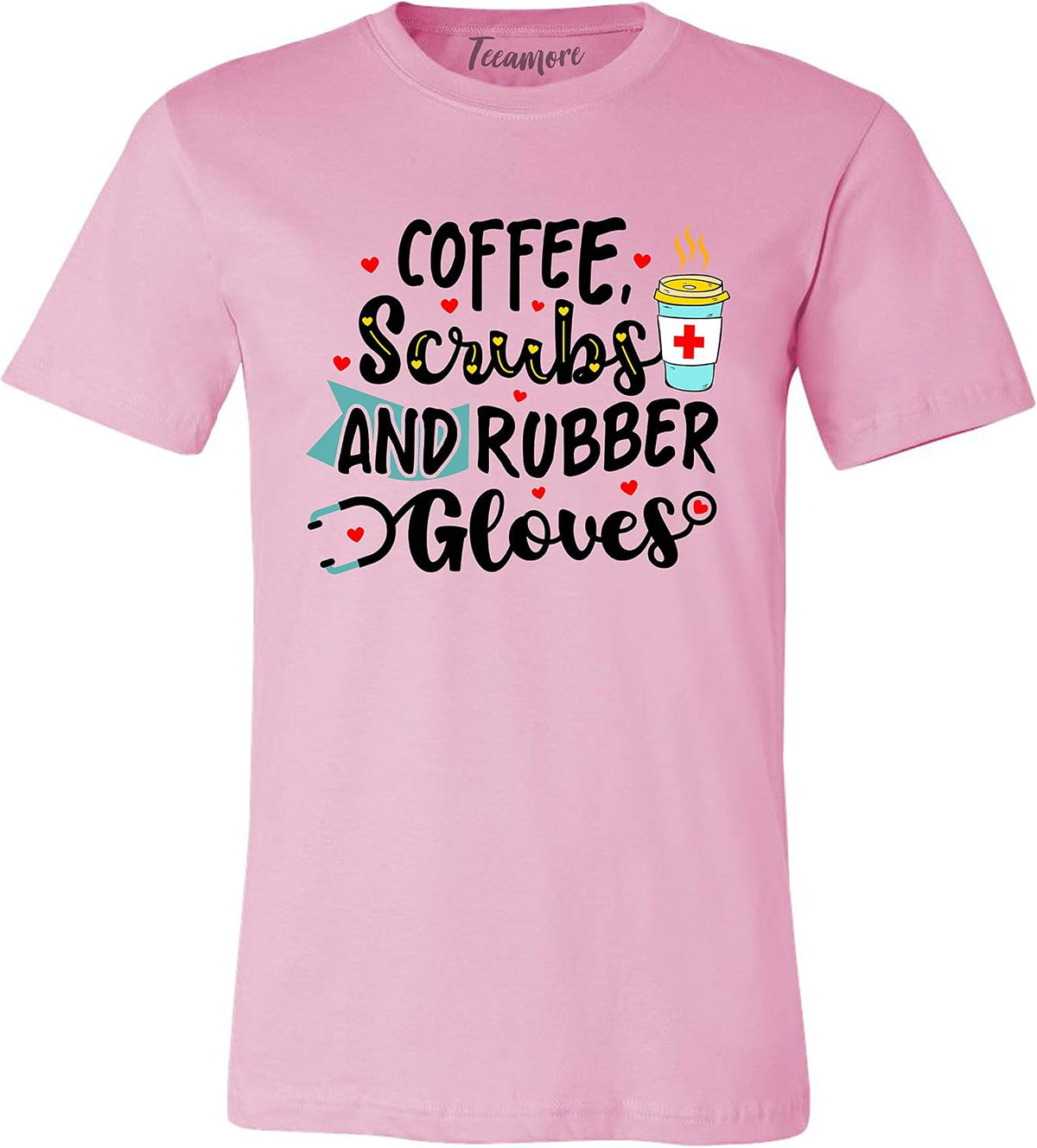 TEEAMORE Nurse Life Shirt Nursing School Tees Cute Nurses Save Lives T-Shirt Gifts - Graphic-1 Women V Neck Pink