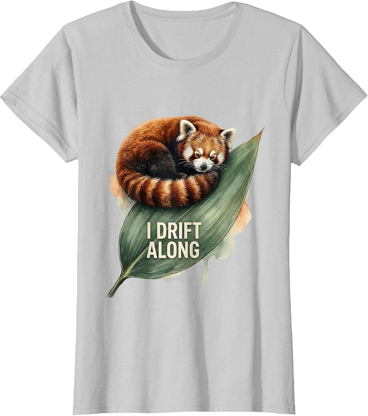 I Drift Along Watercolor Red Panda Cute Humor Animal Lover T-Shirt - Silver Grey
