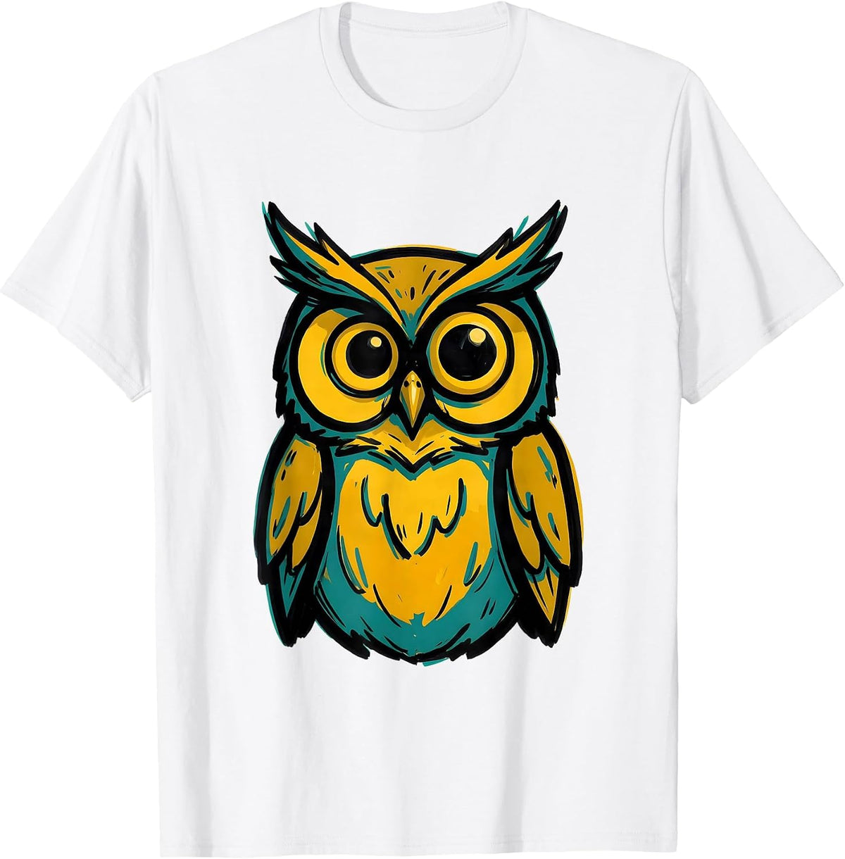 Men's Squat Owl Vintage Bird Lover Humor Graphic T-Shirt - White