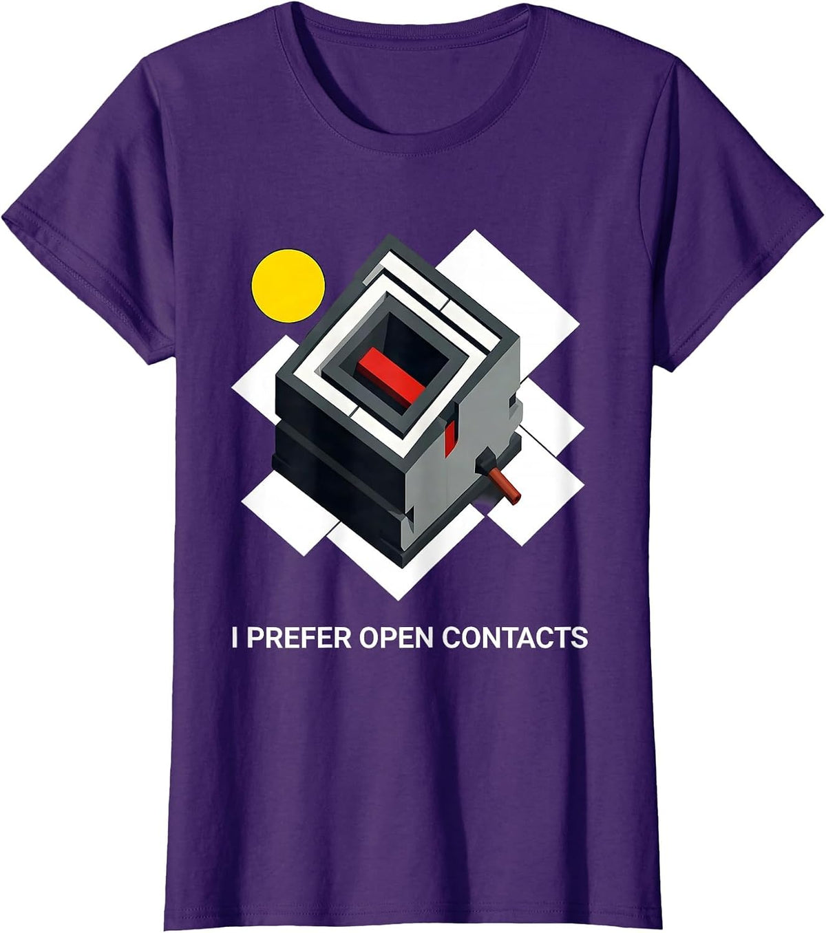 Women's I Prefer Open Contacts Funny Electrician Engineer Lineman T-Shirt - Purple