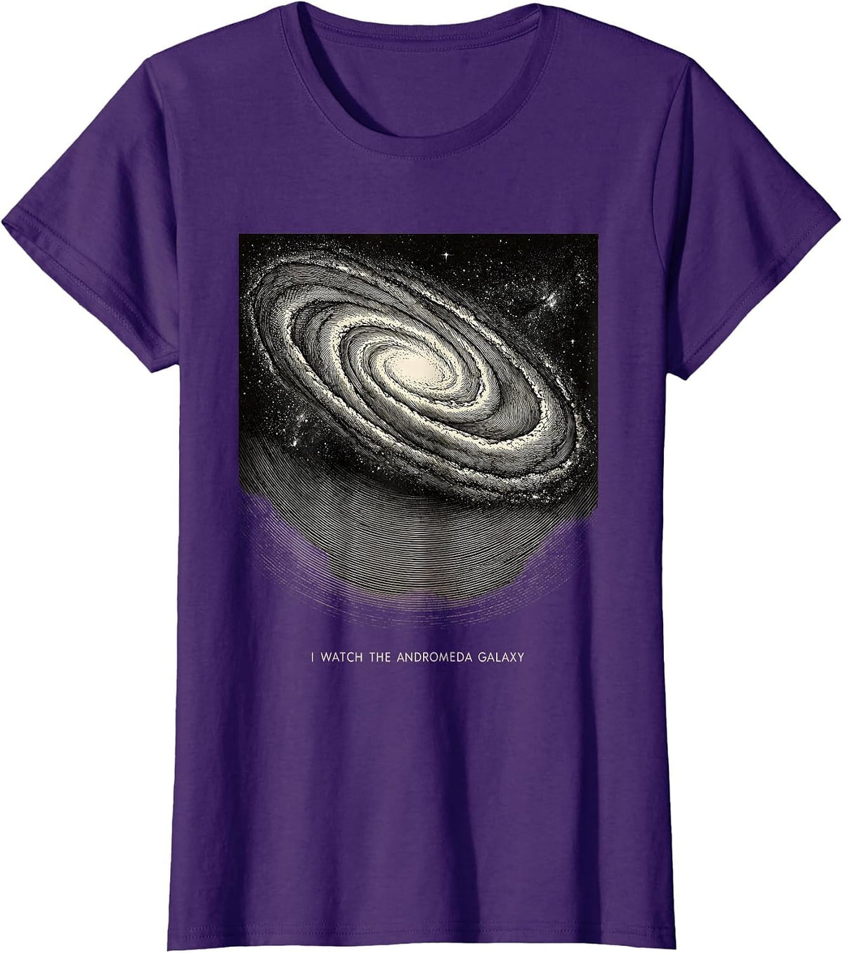 Women's I Watch The Andromeda Galaxy Whimsical Space Astronomy T-Shirt - Purple