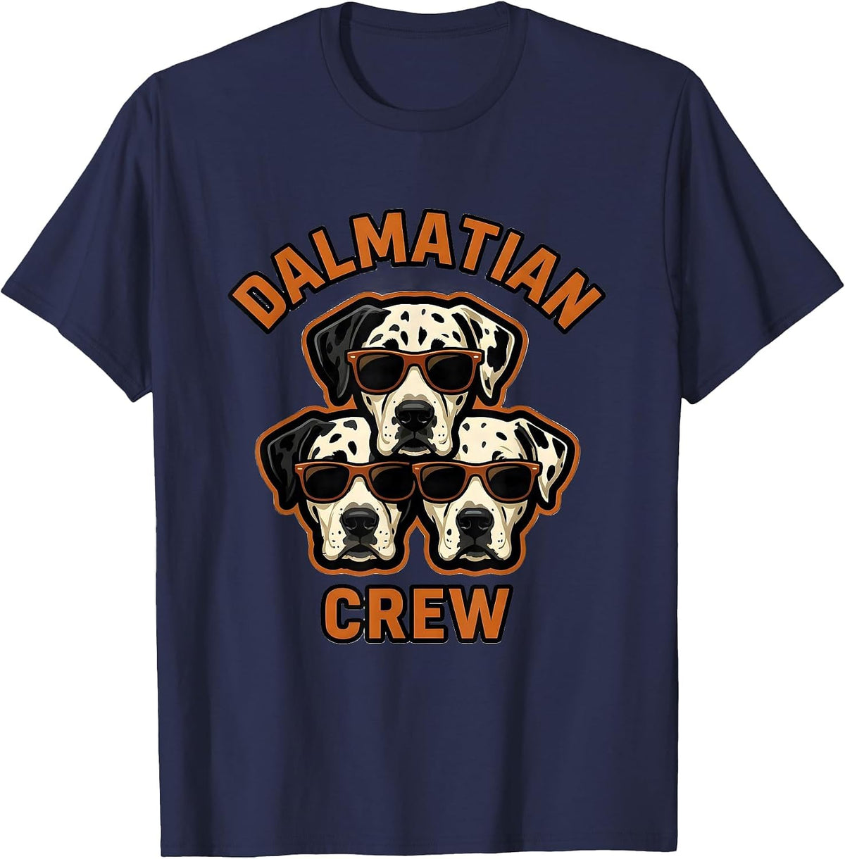 Men's Dalmatian Crew Mascot Logo Dog Breed Portrait T-Shirt - Navy Blue
