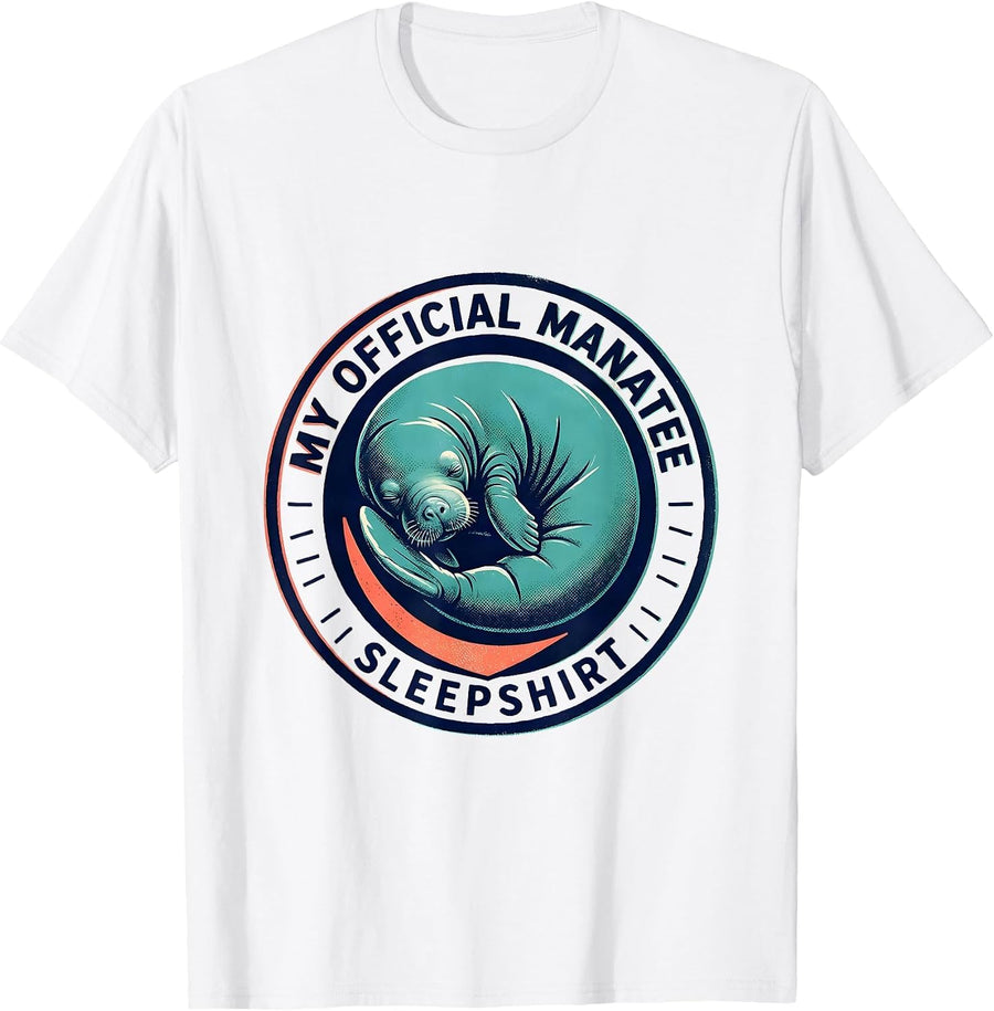 Men's My Official Manatee Sleepshirt Cute Animal Lover Pajama T-Shirt - White