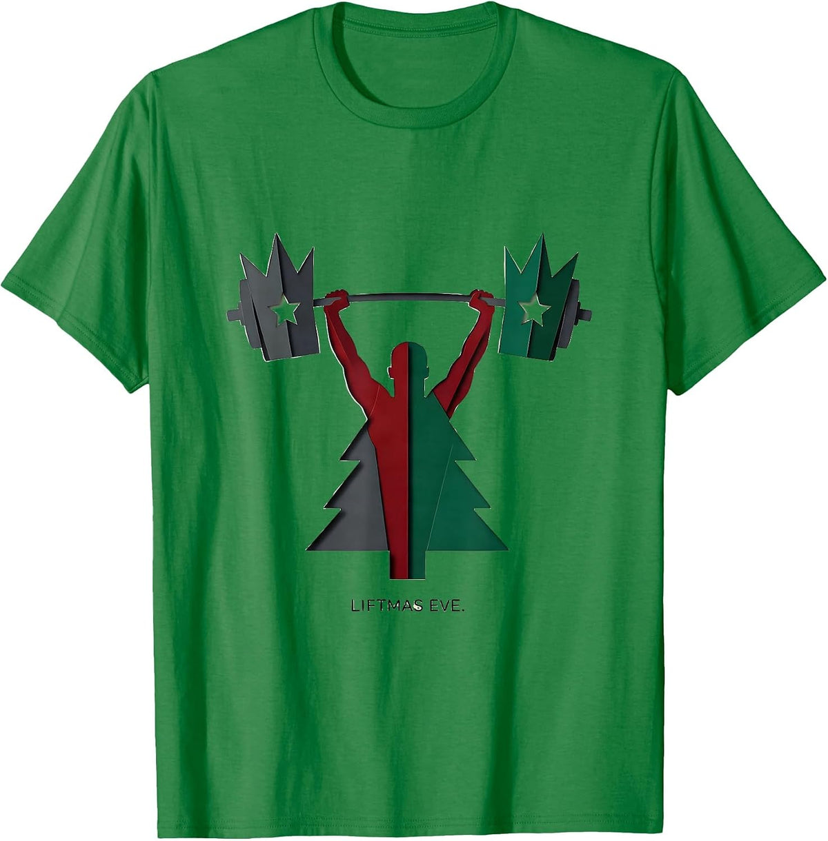 Men's Liftmas Eve Funny Christmas Gym Workout Weightlifting Humor T-Shirt - Kelly Green