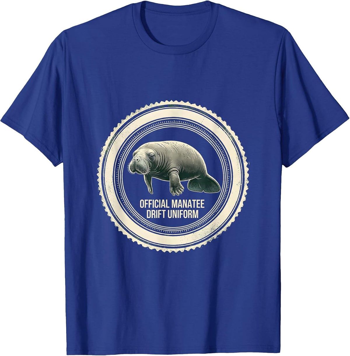 Official Manatee Drift Uniform Rubber Stamp Manatee Lover T-Shirt - Royal Blue