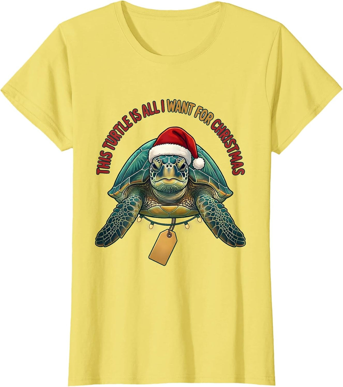 This Turtle Is All I Want For Christmas Sea Turtle T-Shirt - Lemon Yellow