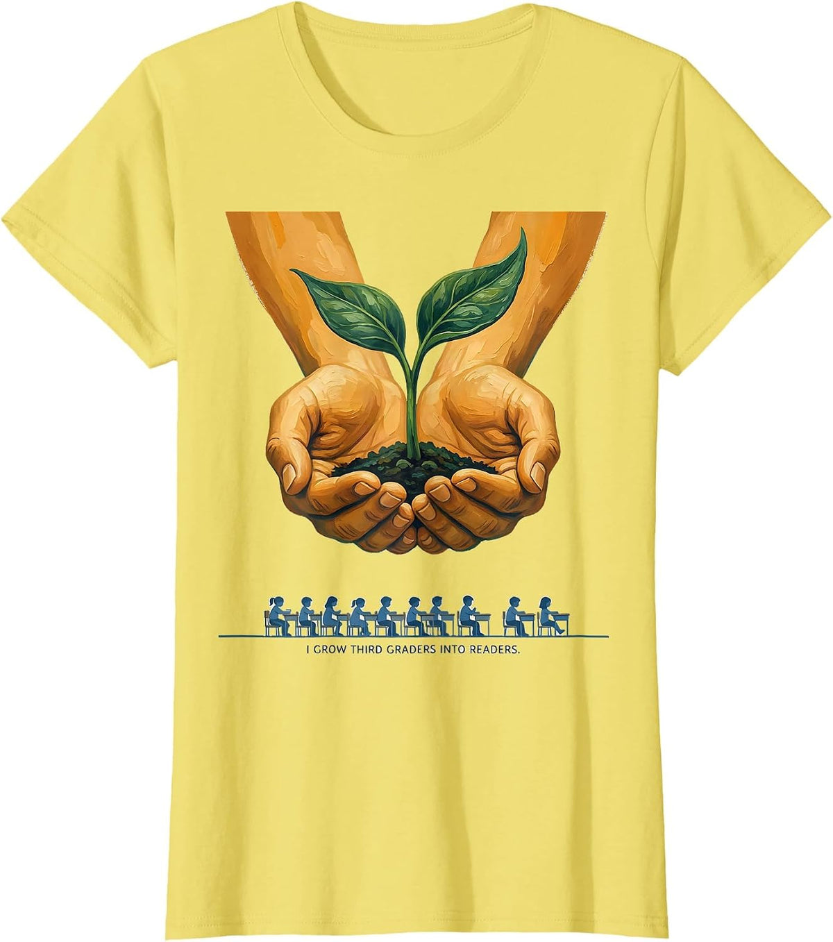 I Grow Third Graders Into Readers Funny Teacher Classroom T-Shirt - Lemon Yellow