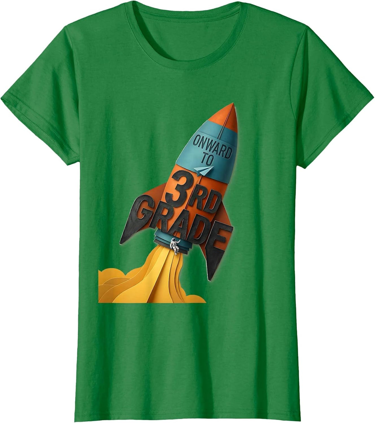 Women's Onward To 3rd Grade Astronaut Back To School Grade Milestone T-Shirt - Kelly Green