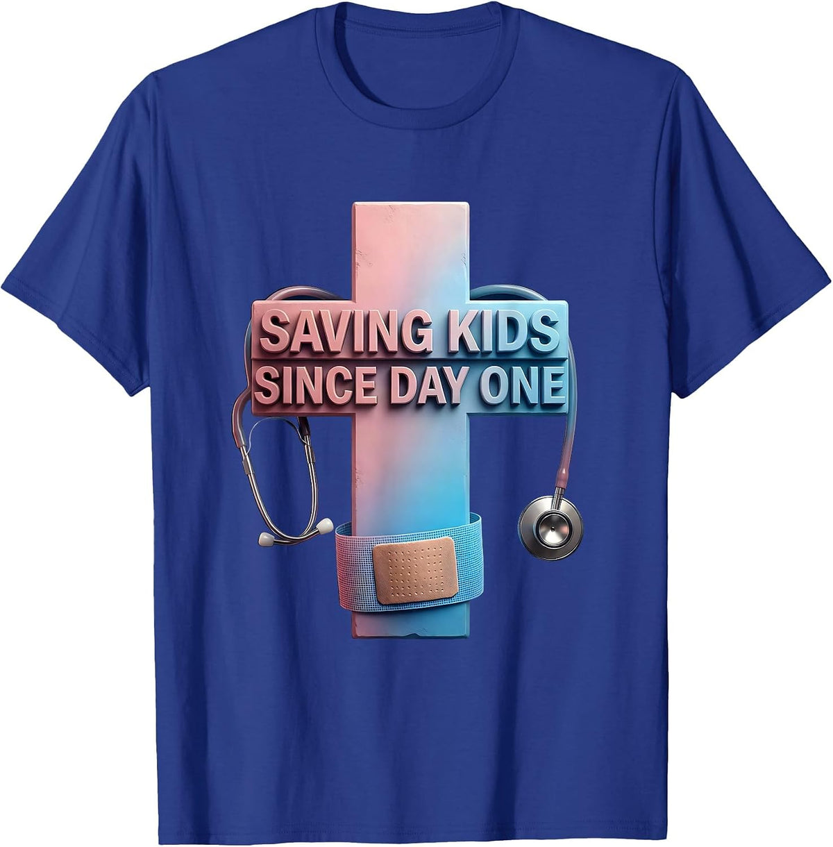 Men's Saving Kids Since Day One School Nurse Design T-Shirt - Royal Blue