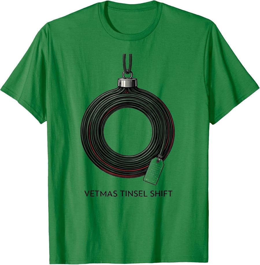 Vetmas Tinsel Shift Funny Veterinarian Christmas Vet Tech T-Shirt, Men, Kelly Green, Medium - As Pictured