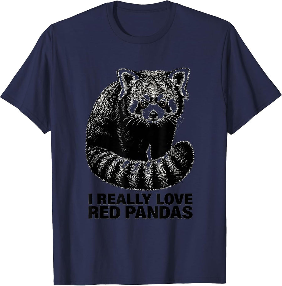 I Really Love Red Pandas Cute Panda Lover Animal Fan Humor T-Shirt - Navy Blue