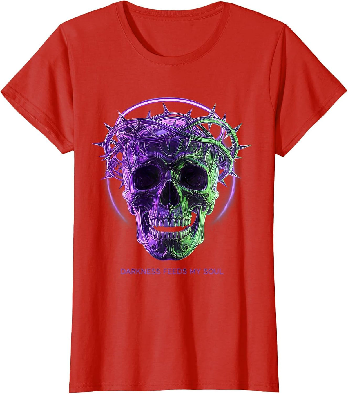 Darkness Feeds My Soul Gothic Design T-Shirt - Red