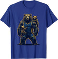 Dad With Kids Climbing All Over Him Graphic T-Shirt - Royal Blue