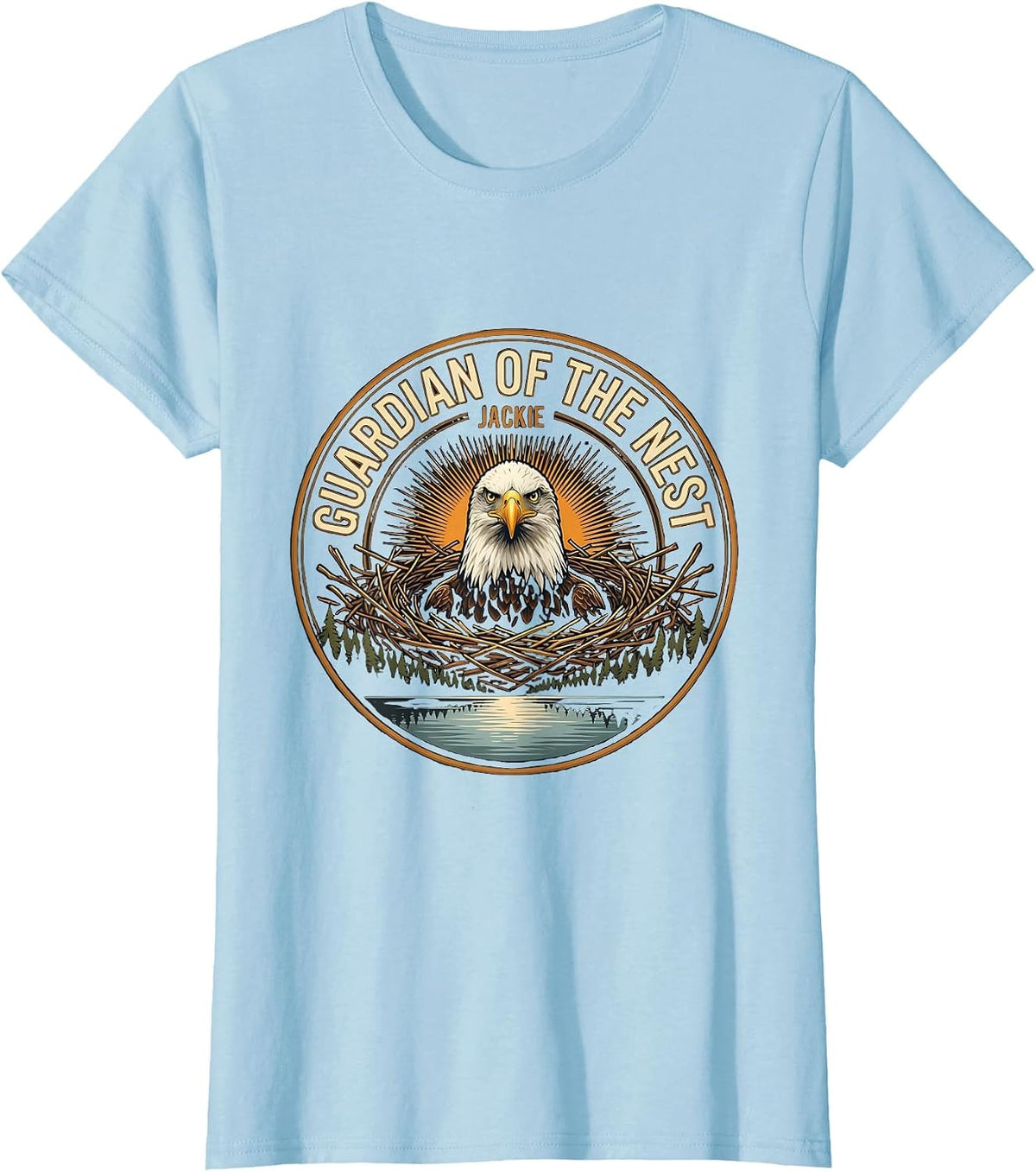 Women's Guardian of the Nest Jackie Bald Eagle Memorial Tribute T-Shirt - Baby Blue