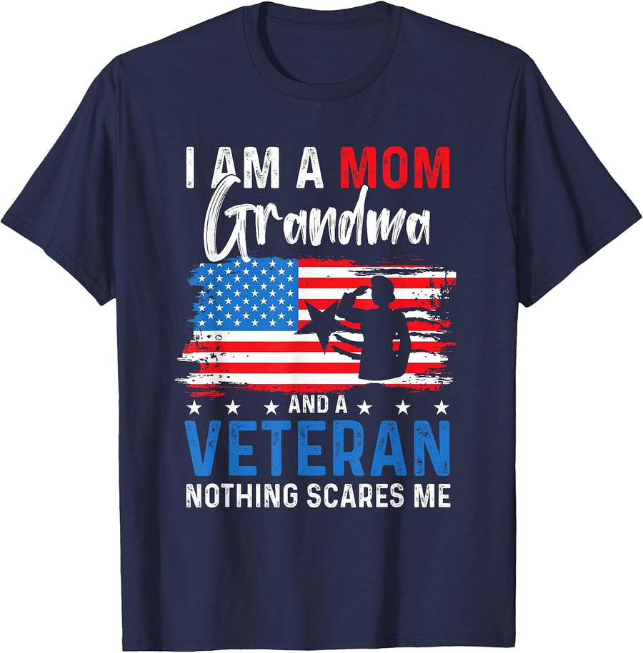 Veterans Day Woman Brave Heroes Proud Female USA Mom Grandma T-Shirt - Navy Blue