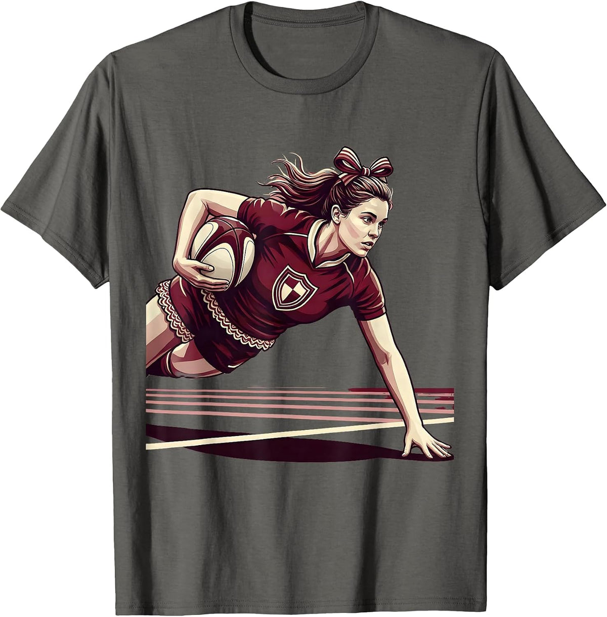 Men's Rugby Try Scorer Diving Forward Graphic T-Shirt - Asphalt Grey