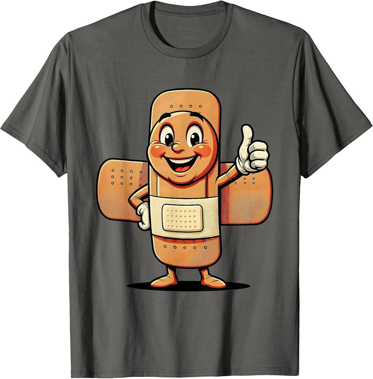 Men's School Nurse Bandage on Scraped Knee Graphic T-Shirt - Asphalt Grey