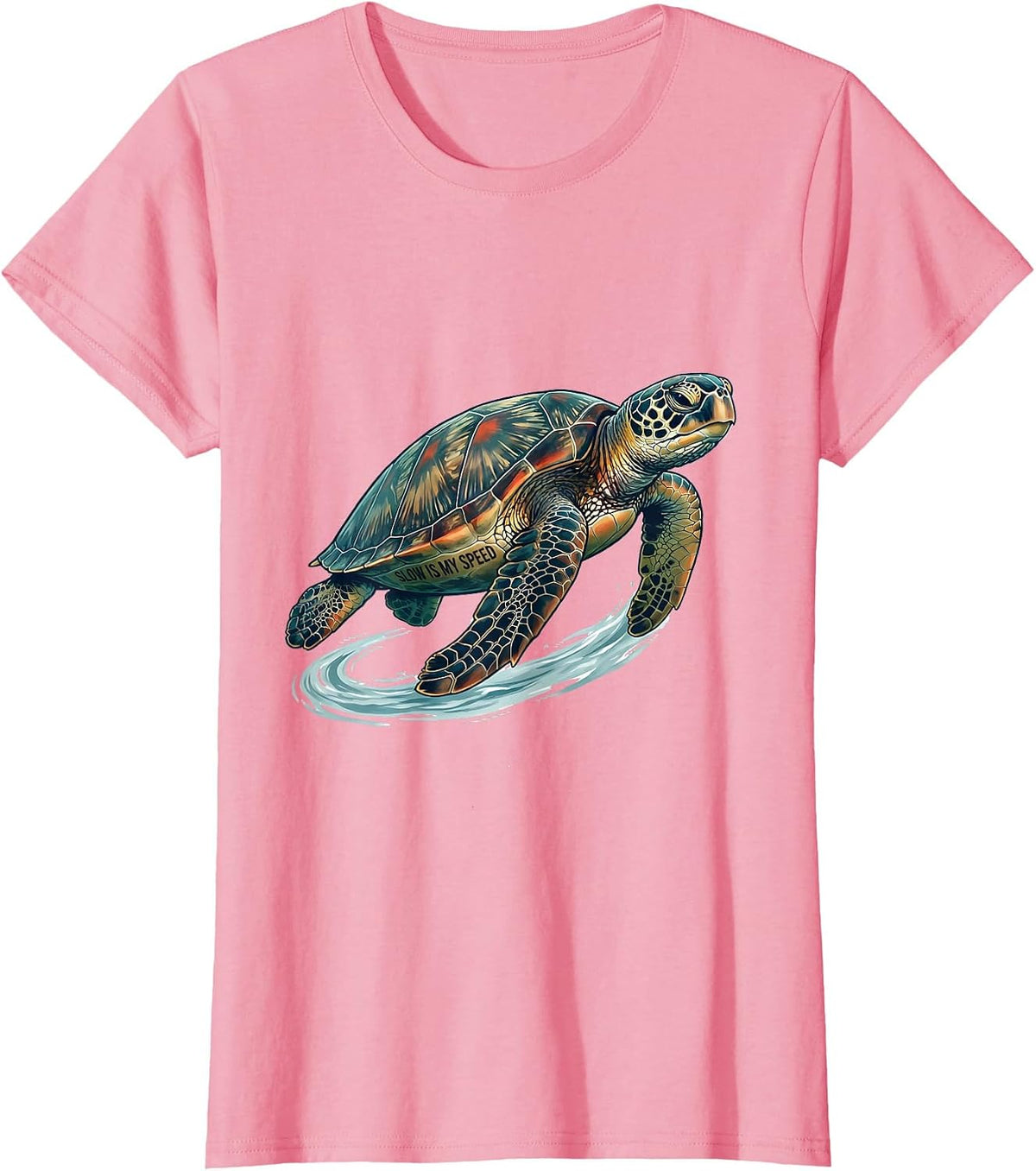 Women's Slow Is My Speed Cute Sea Turtle Ocean Animal Lover T-Shirt - Pink