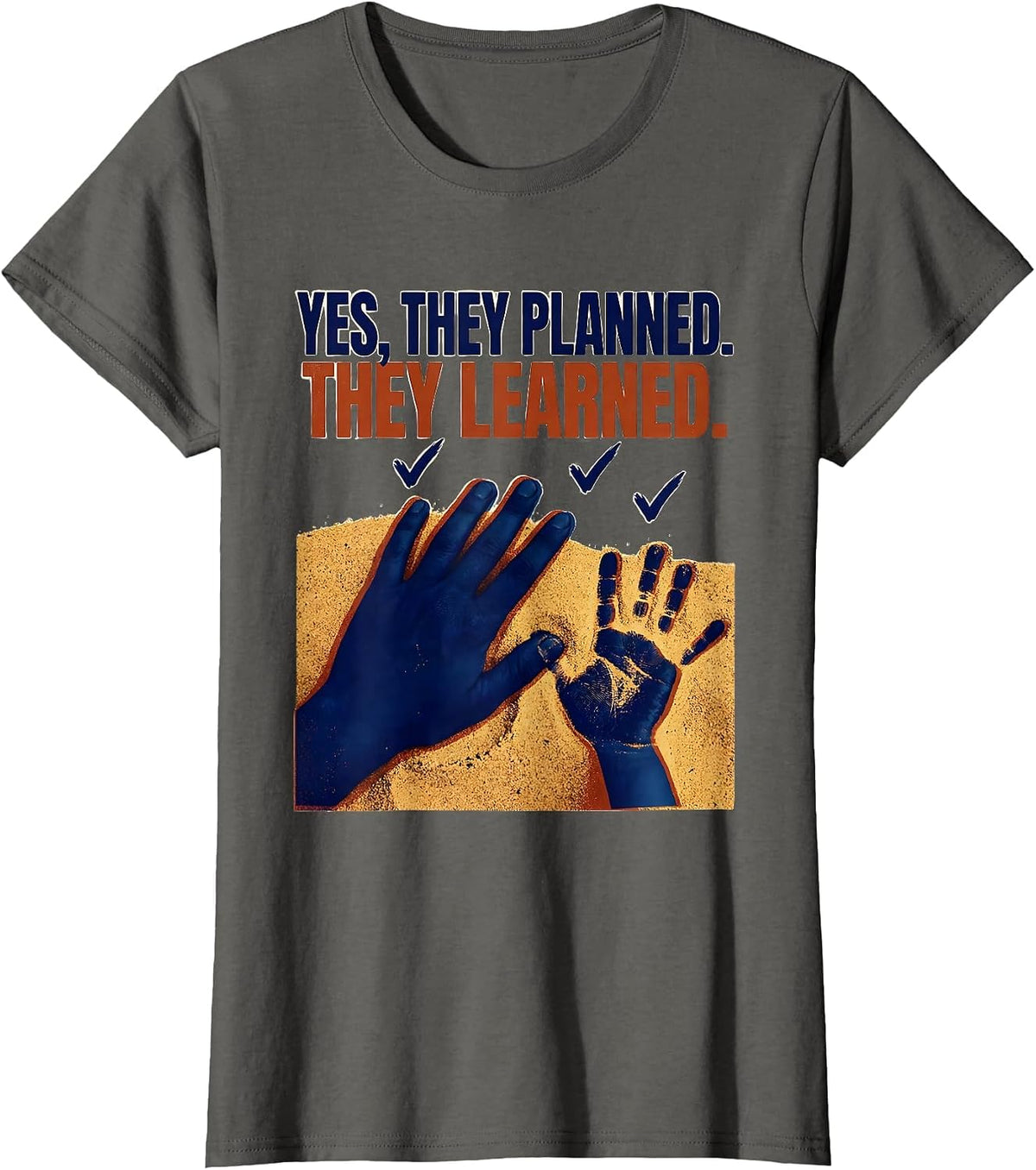 Women's Yes They Planned They Learned Preschool Teacher Back To T-Shirt - Asphalt Grey