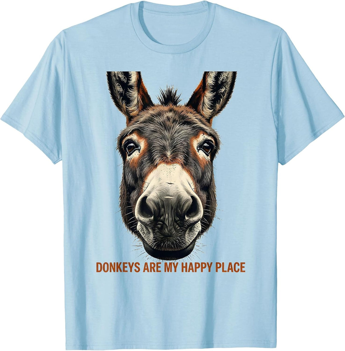Men's Donkeys Are My Happy Place Funny Donkey Lover Animal Humor T-Shirt - Baby Blue
