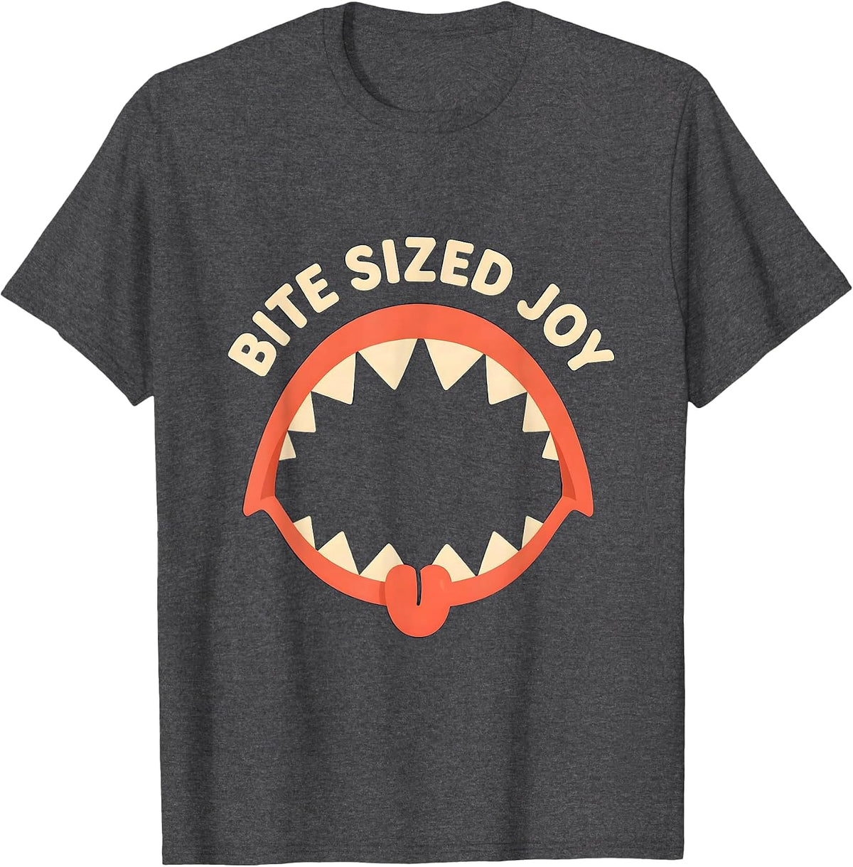 Men's Bite Sized Joy Funny Shark Lover Wildlife Ocean Animal Humor T-Shirt - Dark Heather Grey