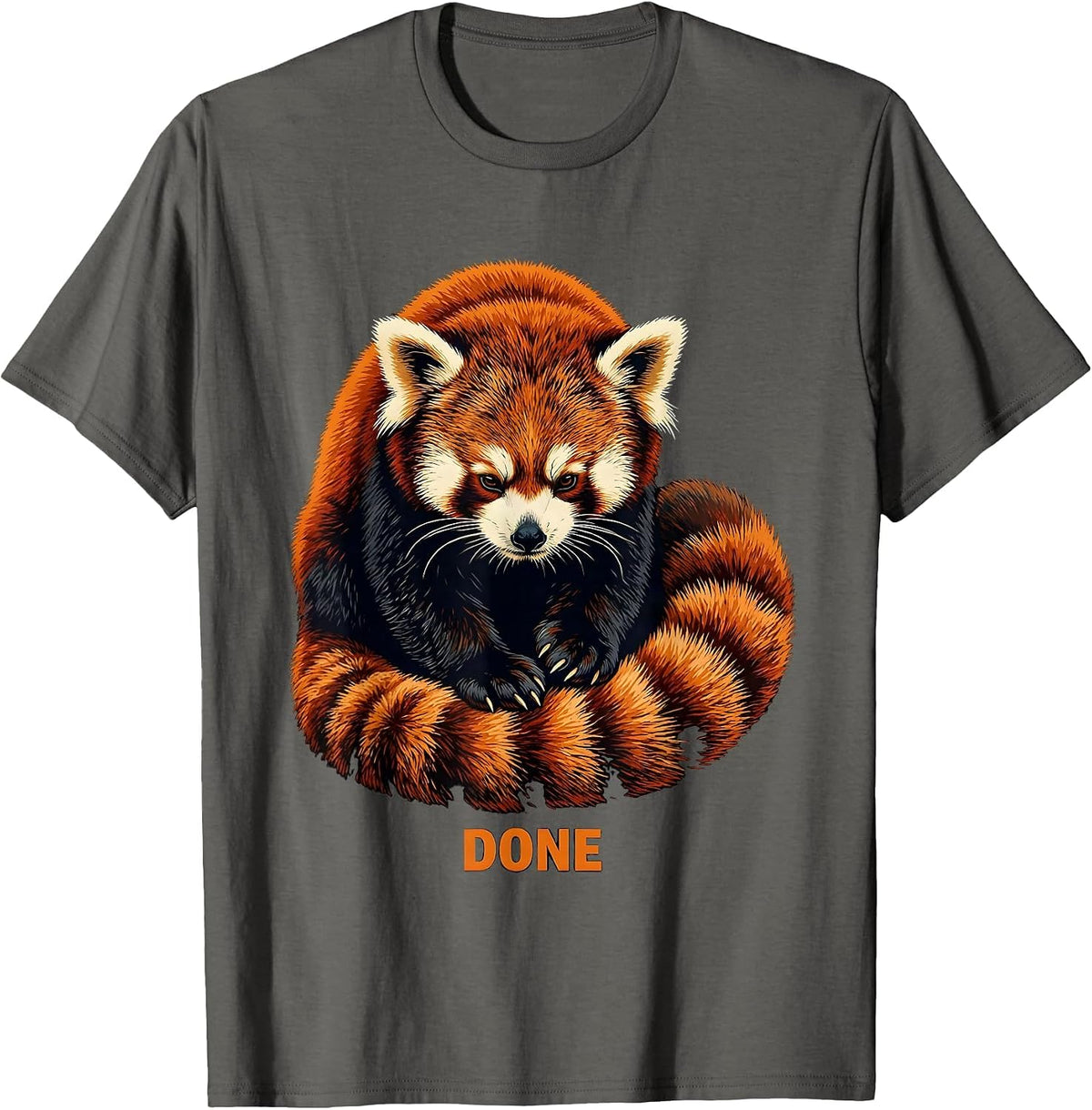 Men's Done Retro Stencil Red Panda Lover Animal Enthusiast Gift T-Shirt - Asphalt Grey