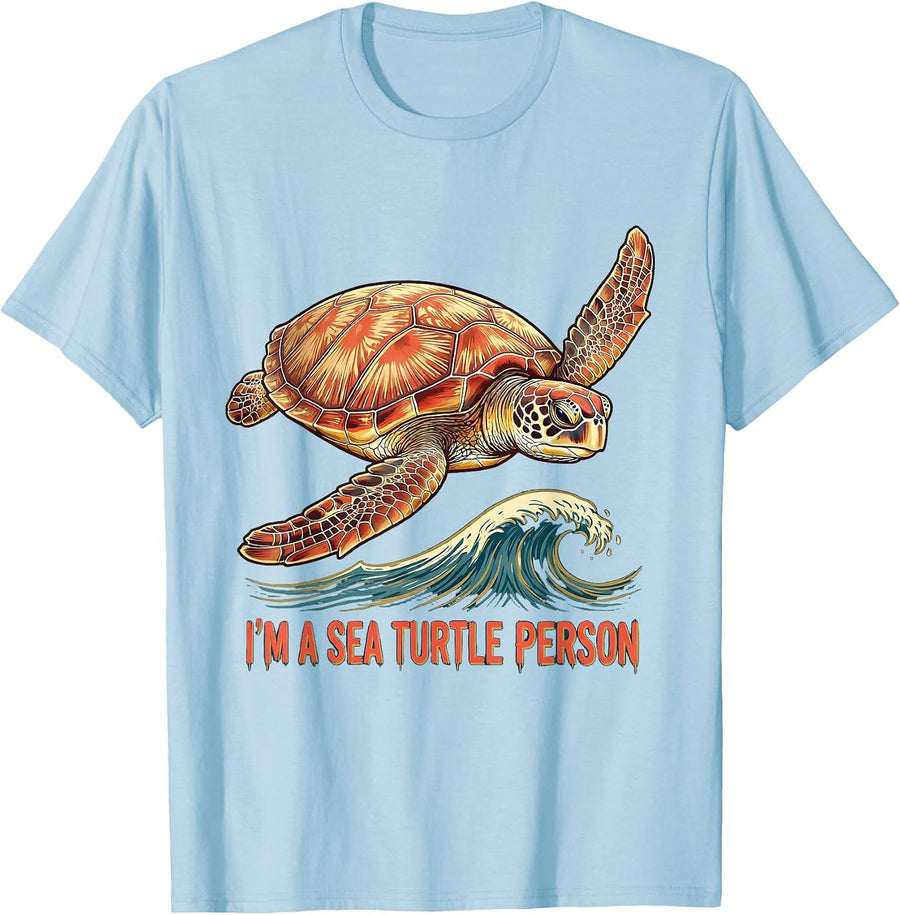 Men's I'm A Sea Turtle Person Funny Ocean Animal Lover Beach T-Shirt - Baby Blue