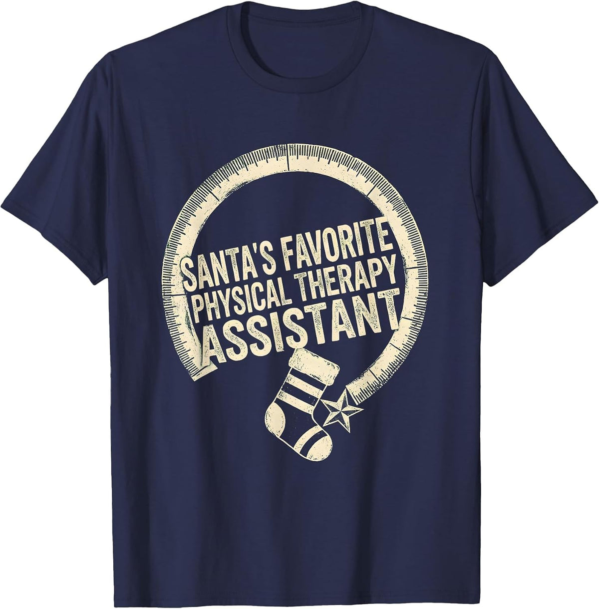 Santa's Favorite Physical Therapy Assistant Funny T-Shirt - Navy Blue