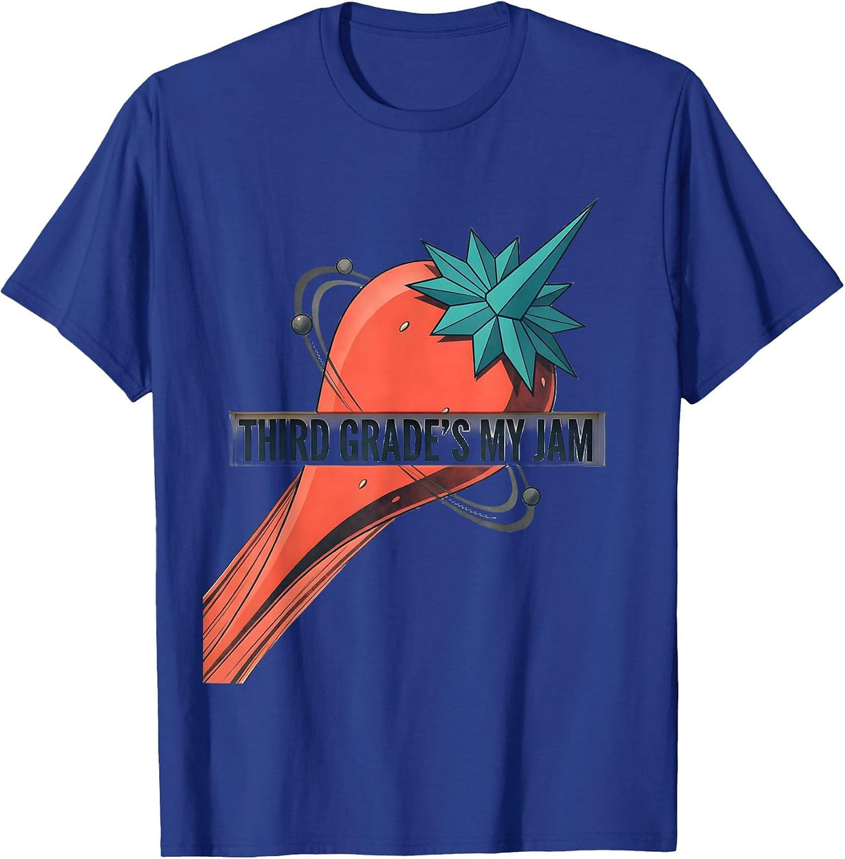 Men's Third Grade's My Jam Midcentury Modern Strawberry Back T-Shirt - Royal Blue