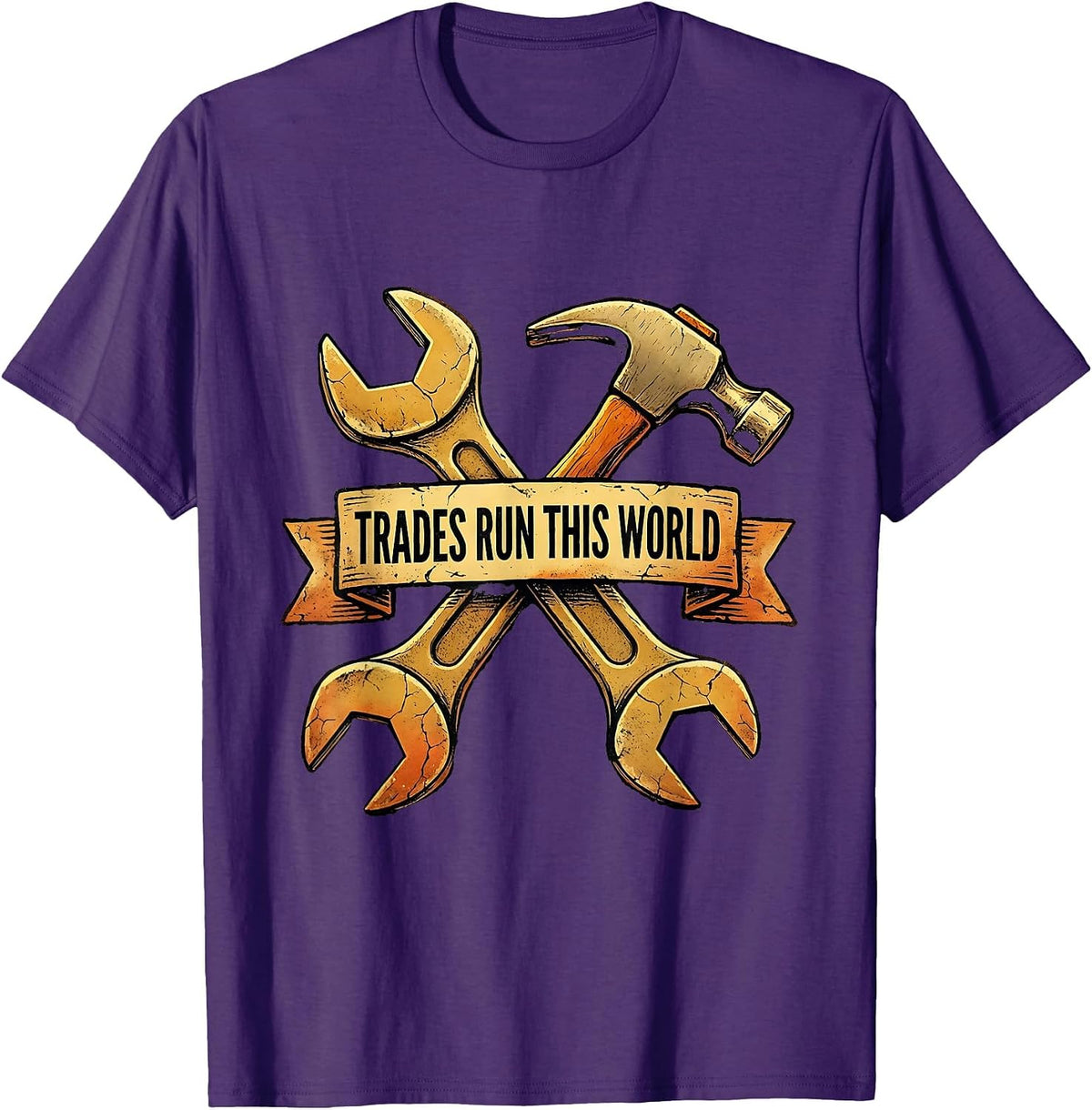 Men's Trades Run This World Blue Collar Pride Design T-Shirt - Purple