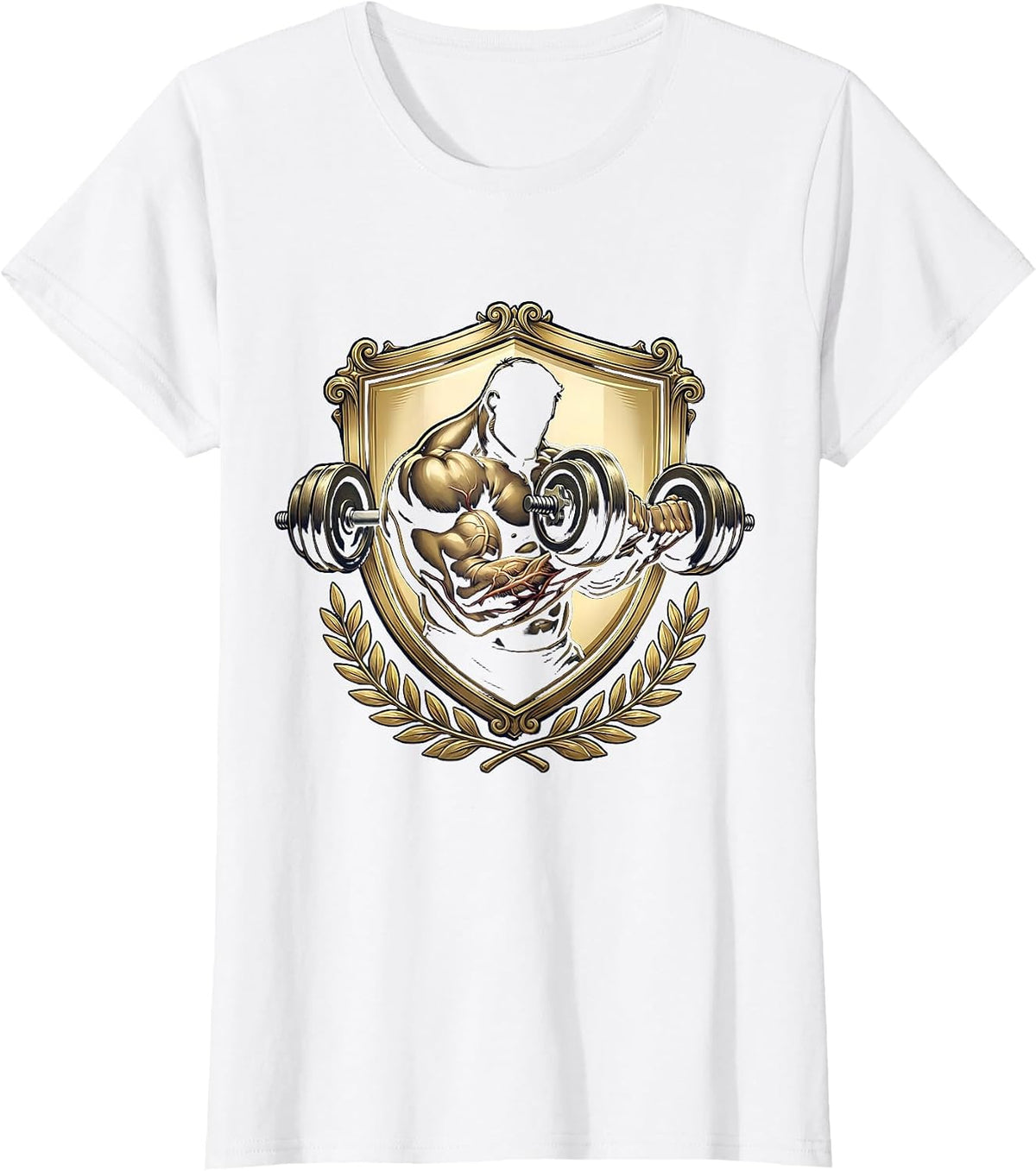 Oversized Gym Bro Dumbbell Curl Graphic Tee T-Shirt - White