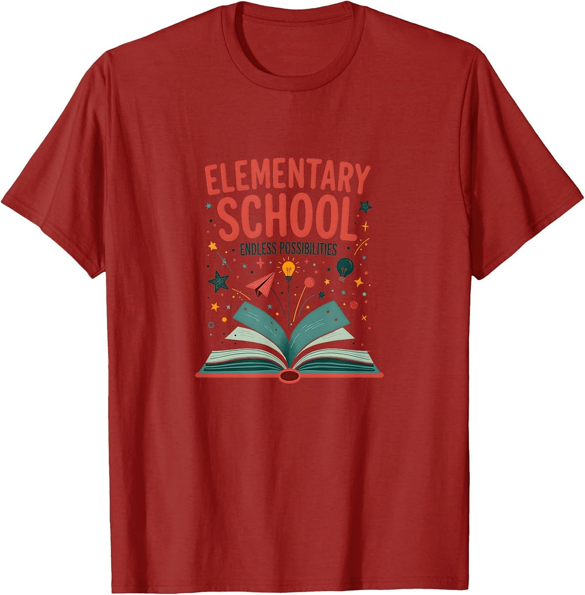 Elementary School Endless Possibilities Summer Teacher T-Shirt - Cranberry Red