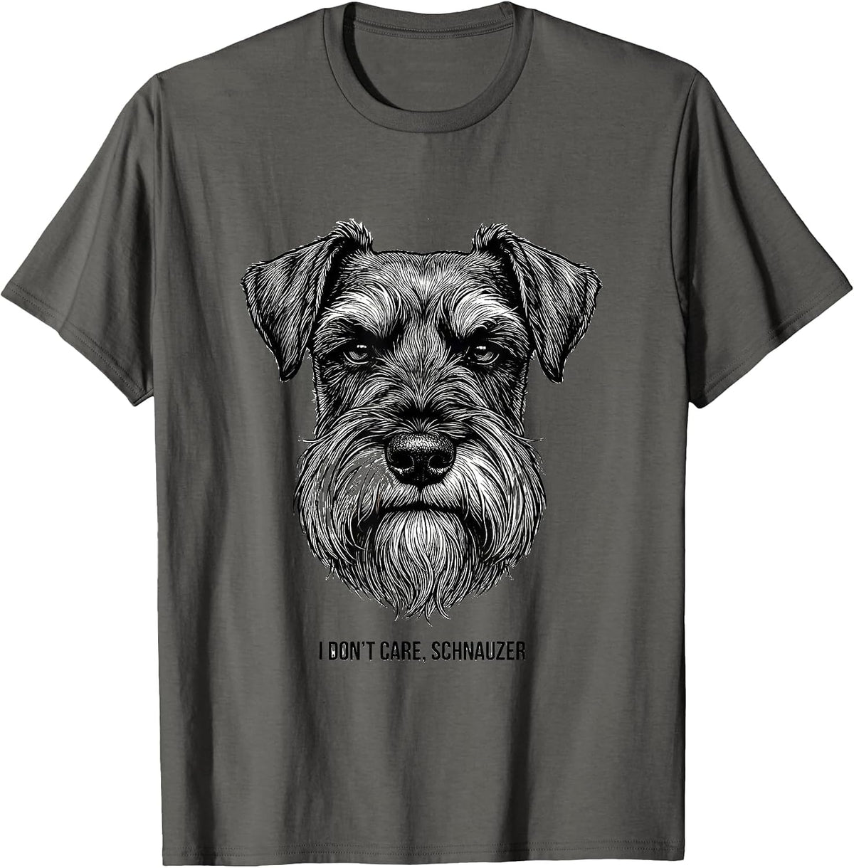 Men's I Don't Care Schnauzer Funny Miniature Schnauzer Lover Humor T-Shirt - Asphalt Grey