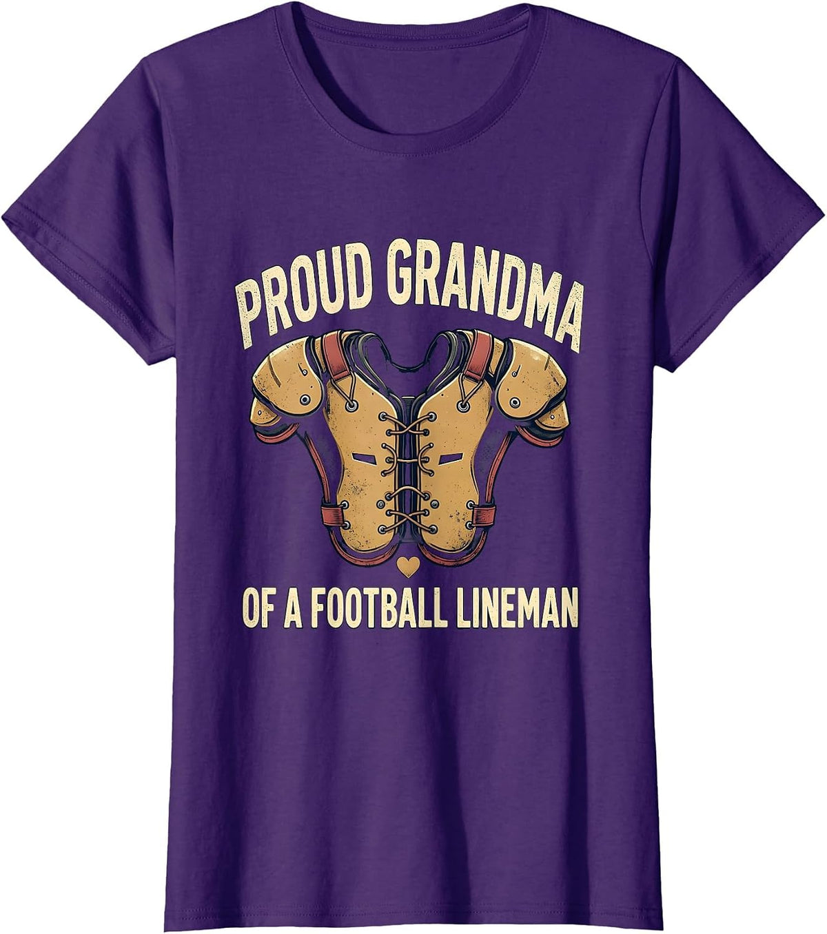 Women's Proud Grandma of a Football Lineman Vintage Family Fan Pride T-Shirt - Purple
