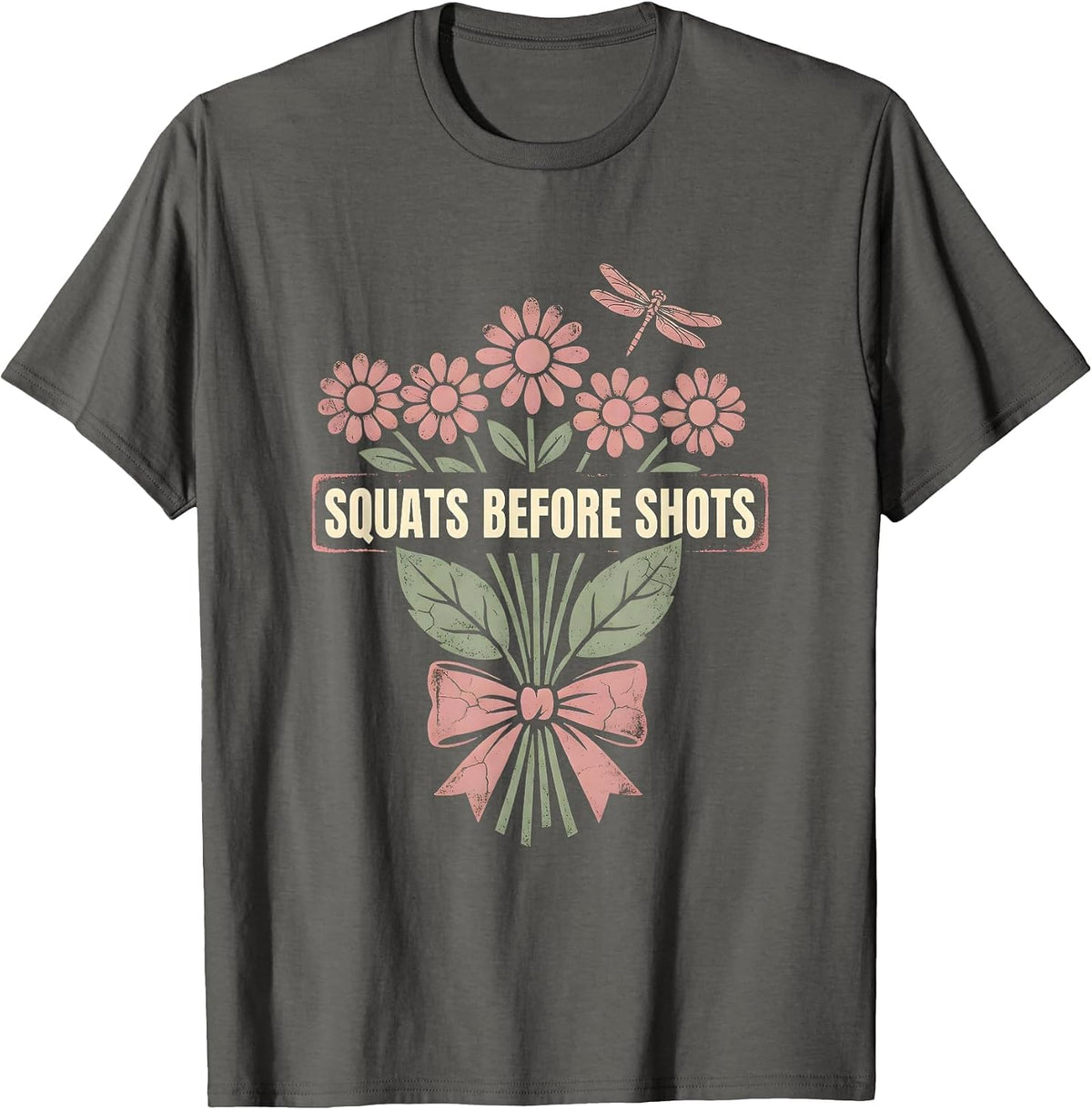 Squats Before Shots Funny Gym Design T-Shirt - Asphalt Grey