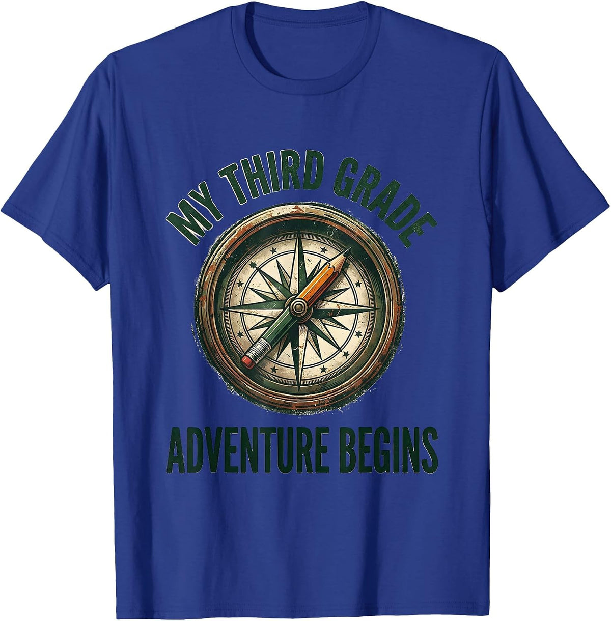 My Third Grade Adventure Begins Vintage Third Grade Back T-Shirt - Royal Blue