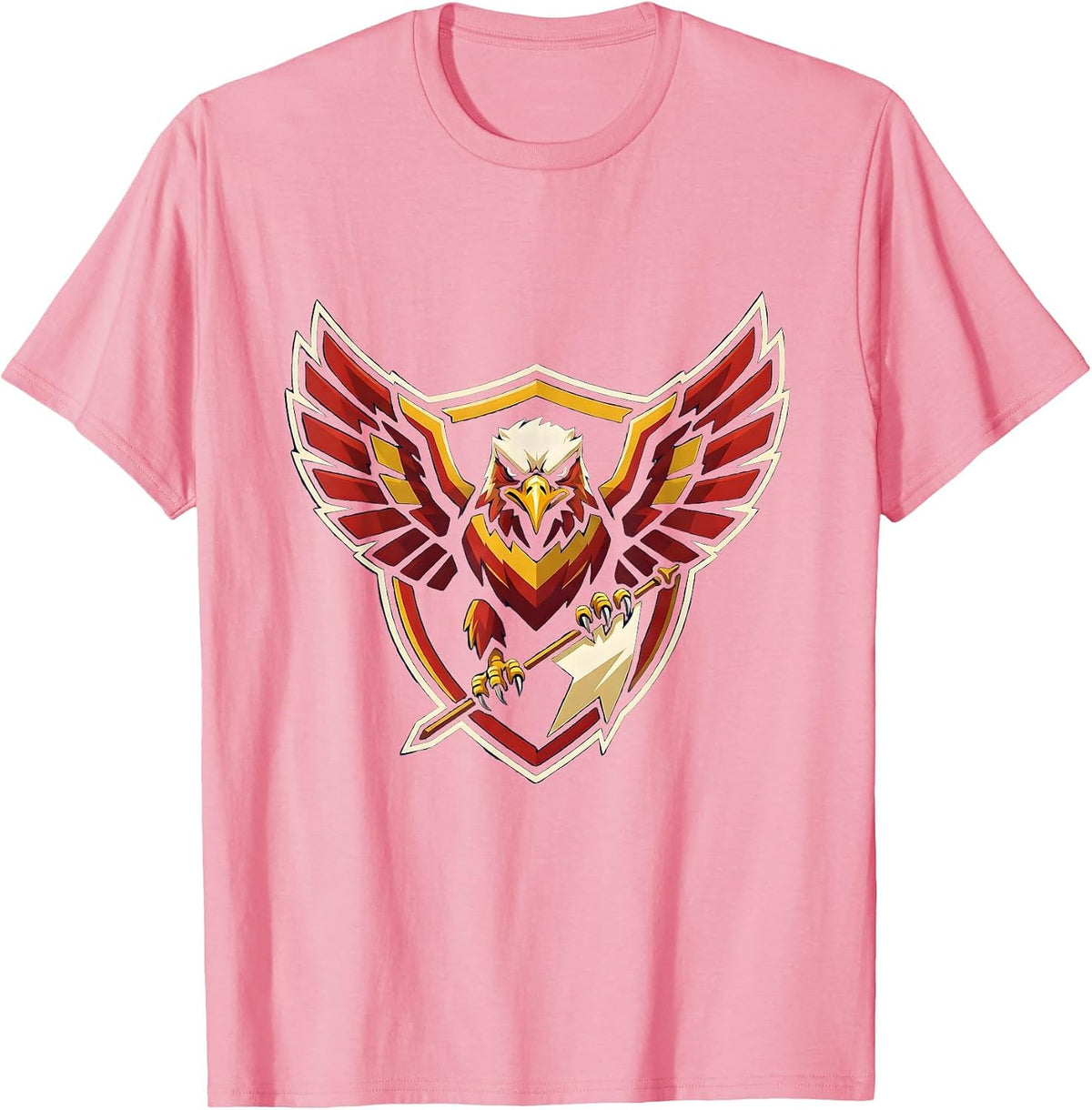Men's Bold Eagle Clutching a Pennant Graphic Design T-Shirt - Pink