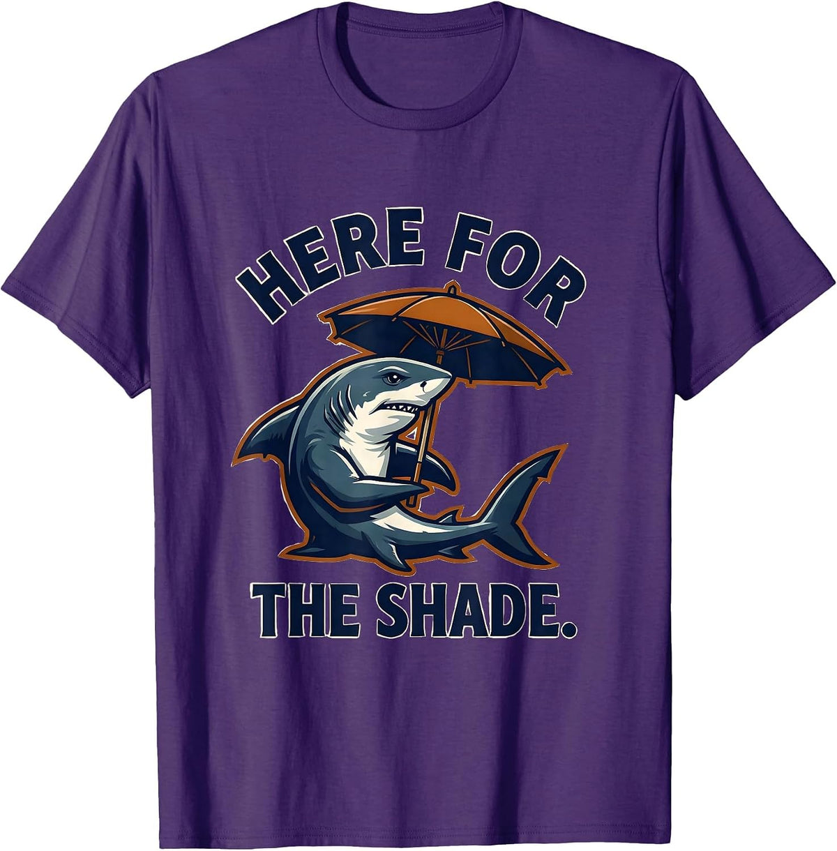 Men's Here For The Shade Funny Shark Lover Ocean Animal Humor T-Shirt - Purple