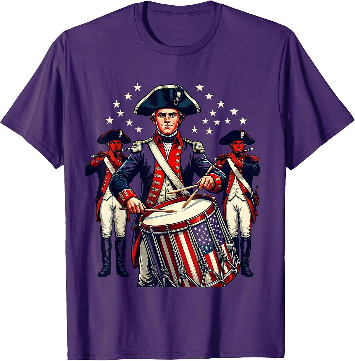 Boys Patriotic Colonial Drum and Fife Player T-Shirt - Purple