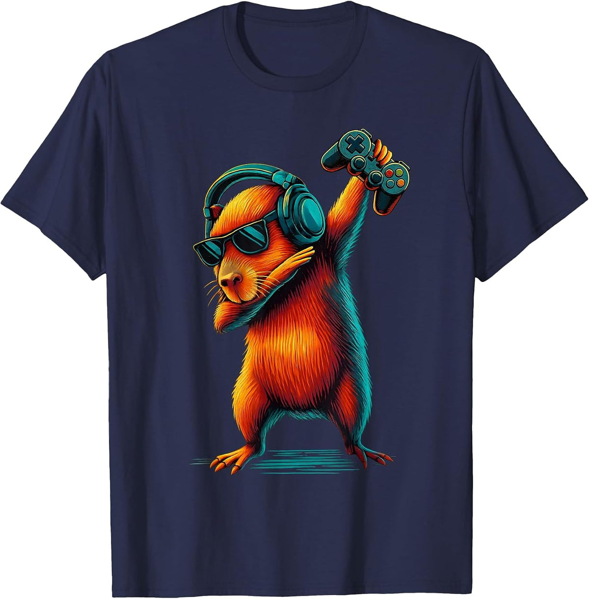 Capybara Funny Video Games Capybara T-Shirt - Navy Blue